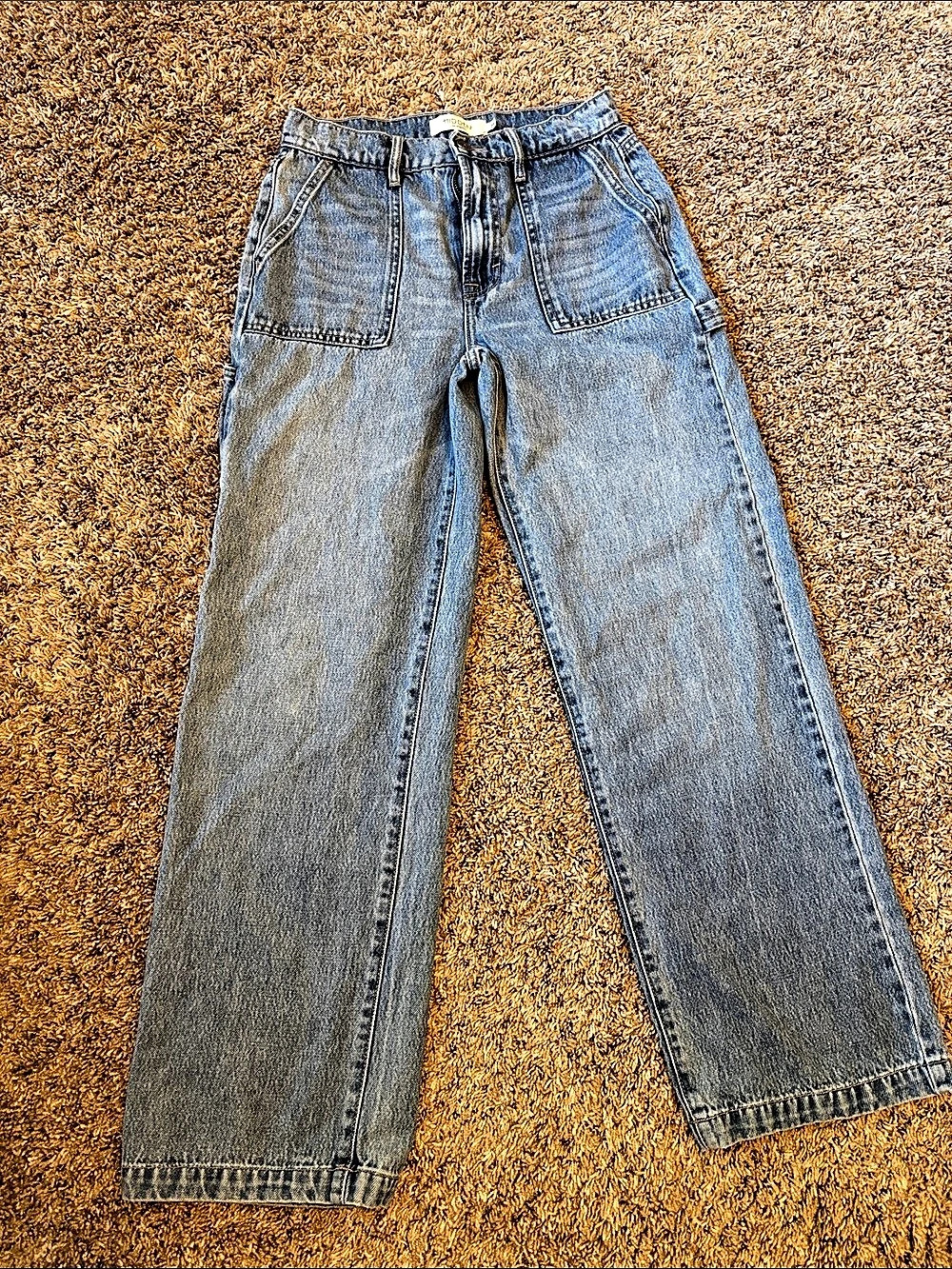 Hidden Jeans Logan Cargo Dad Jeans Women's Straight Leg Blue Waist 25